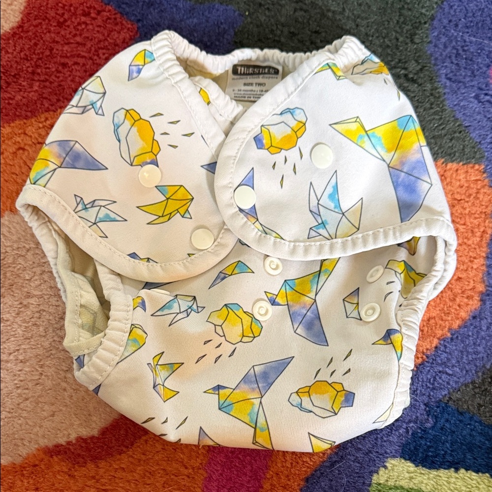 Thirsties diaper cover, GUC, size Two, Snap closure, adjustable snaps